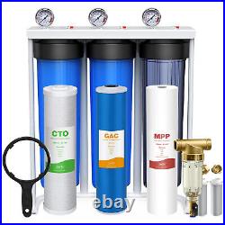 3-Stage Whole House Water Filter System 20x4.5 with Spin Down Sediment Filter