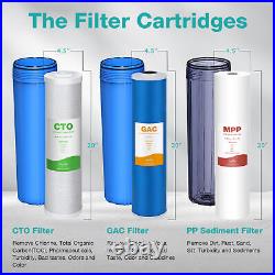 3-Stage Whole House Water Filter System 20x4.5 with Spin Down Sediment Filter