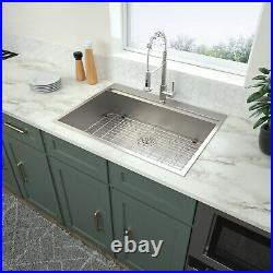 30 In. Drop In Kitchen Sink 18 Gauge Stainless Steel Workstation Topmount Sinks