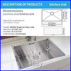 30-Inch Undermount Workstation Kitchen Sink 16 Gauge Single Bowl Stainless Steel