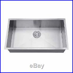 30 Single Bowl Undermount 16 Gauge 304 Stainless Steel Kitchen Sink Zero Radius