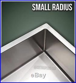 30 Single Bowl Undermount 16 Gauge Stainless Steel Kitchen Sink Small Radius
