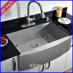 30 Stainless Steel Kitchen Farm Sink Curved Front Single Bowl