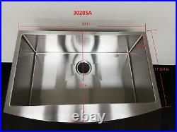 30 Stainless Steel Kitchen Farm Sink Curved Front Single Bowl