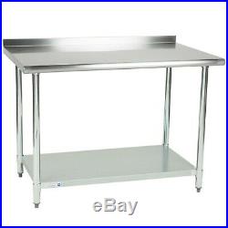 30 x 48 18 Gauge 430 Stainless Steel Work Prep Table with Undershelf 2 Upturn