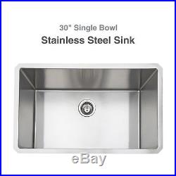 30x18'' Stainless Steel Kitchen Sink 16 Gauge Single Bowl 10'' Deep Undermount