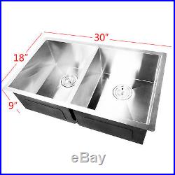 30x18x9 Double Bowl Undermount 304 Stainless Steel Kitchen Sink 18 Gauge New