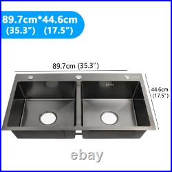 31''OR 35X17.5'' Stainless Steel Double Bowl 16 Gauge Kitchen Sink Topmount New