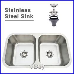 31x18'' Double Bowl Stainless Steel 16 Gauge Kitchen Sink Undermount 9'' Deep