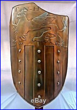 32'' FULLY FUNCTIONAL DRAGON Medieval ANTIQUE Knight Shield 18 Gauge Steel LARP
