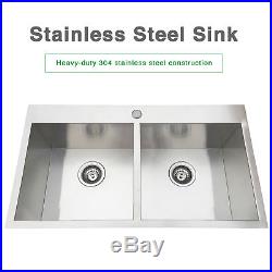 32 Stainless Steel 50/50 Dual Bowl Top Mount Drop in 16-Gauge Kitchen Sink