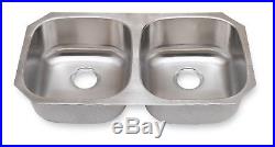 32 Stainless Steel Double 50/50 Bowl 18 Gauge Undermount Kitchen T-304 Grade