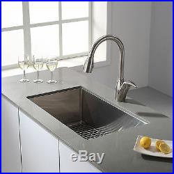 32 inch Undermount Single Bowl 16 gauge Stainless Steel Kitchen Sink Package