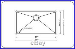 32 inch Undermount Single Bowl 16 gauge Stainless Steel Kitchen Sink Package