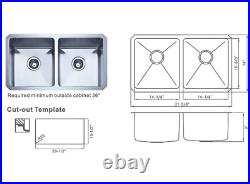 32 x 18 16 Gauge AFA Stainless Steel Double Bowl Small Radius Kitchen Sink NEW