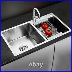 32 x 18 x 9 Stainless Steel Double Bowl 16 Gauge Kitchen Sink Topmount New