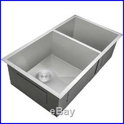 32 x 18 x 9 Undermount Dual Bowl Basin 18 Gauge Stainless Steel Kitchen Sink