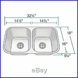 3218A 18-Gauge Undermount Equal Double Bowl Stainless Steel Kitchen Sink
