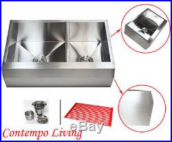 33 Stainless Steel Arrow Front Style Farm House Apron Kitchen Sink Double Bowl