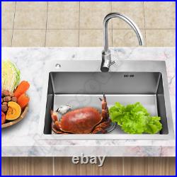 33 in Top Mount Stainless Steel Kitchen Sink 2-Hole Handmade 16 Gauge with Drain