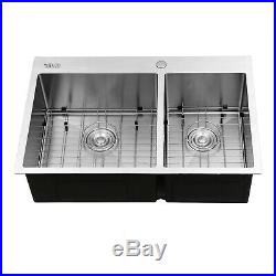 33-inch Double Bowl Undermount 16 Gauge Stainless Steel Kitchen Sink withStrainer