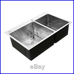 33-inch Double Bowl Undermount 16 Gauge Stainless Steel Kitchen Sink withStrainer