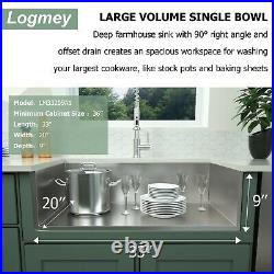 33 inch Kitchen Farmhouse Sink Apron Front Stainless Steel 18 Gauge Single Bowl