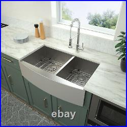 33 inch Kitchen Sink Apron Front double Bowl 18 Gauge Stainless Steel farm sink