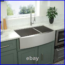 33 inch Kitchen Sink Apron Front double Bowl 18 Gauge Stainless Steel farm sink