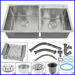 33 x 18 x 9 Stainless Steel Double Bowl 16 Gauge Kitchen Sink Topmount New