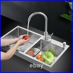 33 x 18 x 9 Stainless Steel Double Bowl 16 Gauge Kitchen Sink Topmount New