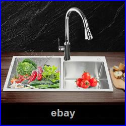 33 x 18 x 9 Stainless Steel Double Bowl 16 Gauge Kitchen Sink Topmount New