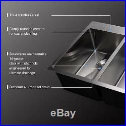 33 x 22 x 9 Dual Basin Stainless Steel Kitchen Sink Top Mount 14 Gauges