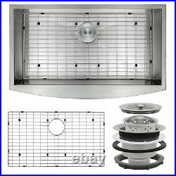33 x 22 x 9 Stainless Steel Apron Farmhouse Handmade Sink Dish Grid Drain