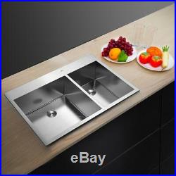 33 x 22 x 9 Stainless Steel Double Bowl 16 Gauge Kitchen Sink Undermount New