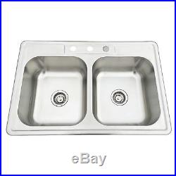33228'' Double Bowl 16 Gauge Stainless Steel Sink Undermount Drop Kitchen