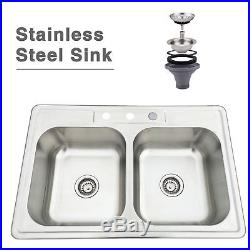 33228 inch Under Mount Stainless Steel Double Bowl Drop 16 Gauge Kitchen Sink