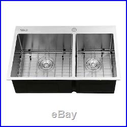 33x 22x 9 Single Basin Stainless Steel Top Mount Kitchen Sink Gauge 16