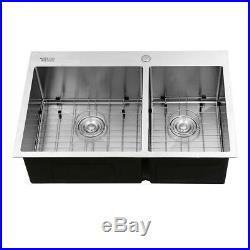 33x 22x 9 Single Basin Stainless Steel Top Mount Kitchen Sink Gauge 16