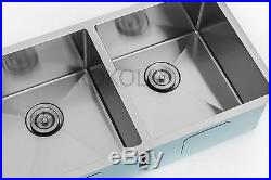 33x18x9 Double Bowl Stainless Steel Undermount Mount Kitchen Sink Dual 17 gauge