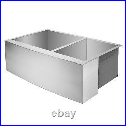 33x21x10 Country Farmhouse Stainless Steel Double Bowl 16g Apron Sink