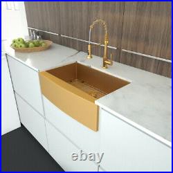 36 inch Matte Gold Kitchen Sink Stainless Steel Apron Sink Farmhouse 16 Gauge