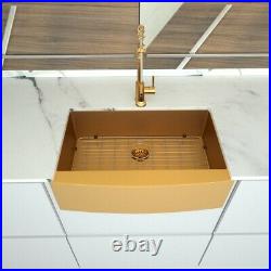 36 inch Matte Gold Kitchen Sink Stainless Steel Apron Sink Farmhouse 16 Gauge