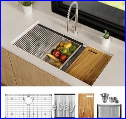 36 inch Workstation Kitchen Sink Undermount Deep Single Bowl with Accessories