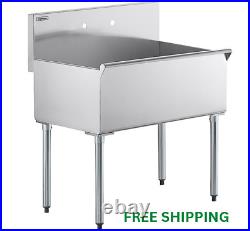 36 x 21 x 14 Stainless Steel Commercial Utility Prep 1 Sink Compartment Bowl