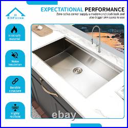 38 Inch Big Single Bowl Kitchen Sink 16 Gauge Undermount Brushed Stainless Steel
