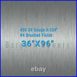 430 Stainless Steel Sheet Wall Covering #4 Brushed 24 Gauge 0.024, 3' X 8
