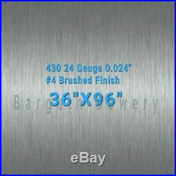 430 Stainless Steel Sheet Wall Covering #4 Brushed 24 Gauge 0.024, 36 X 96