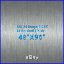 430 Stainless Steel Sheet Wall Covering #4 Brushed 24 Gauge 0.024, 48X96