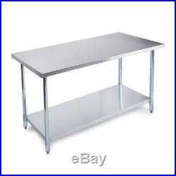 48 X 24 18 Gauge Work Prep Table with Galvanized Undershelf, Stainless Steel